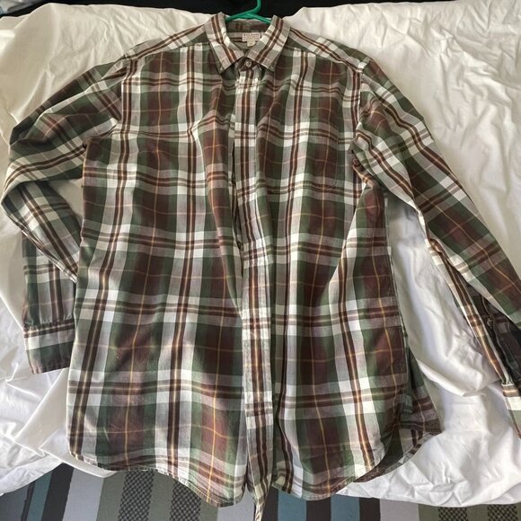 Filson Mens Large Sutter Sport Brown/Green Plaid Long Sleeve Button Down Shirt - Picture 1 of 6